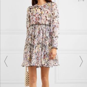 Ganni Floral-print plissé-georgette mini dress